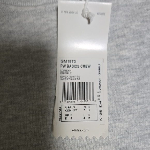 Adidas Men's Light Gray Crewneck Sweater - Picture 5 of 9